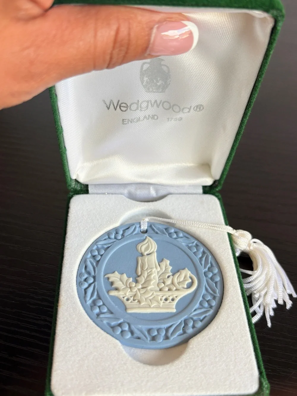 Wedgwood Pale Blue and White Jasperware Holiday Medallion Ornament
